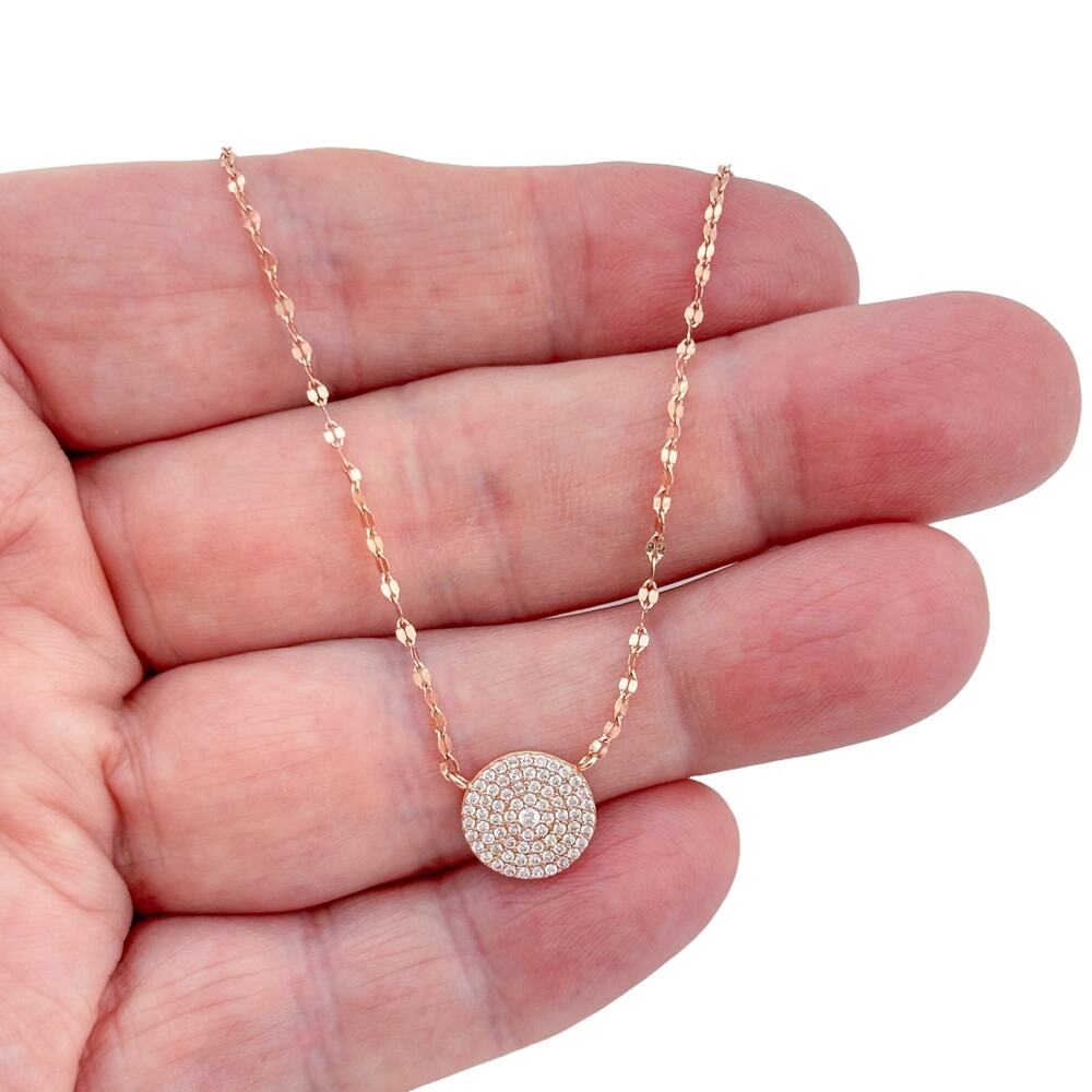 Vintage Rose Gold-Tone Sterling Silver 925 Cubic Zirconia Necklace 18"-20"